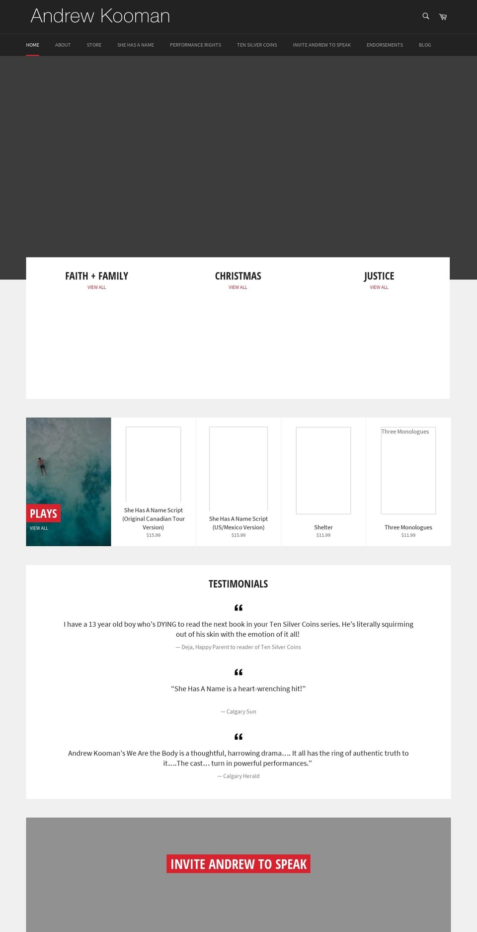 andrewkooman.com shopify website screenshot