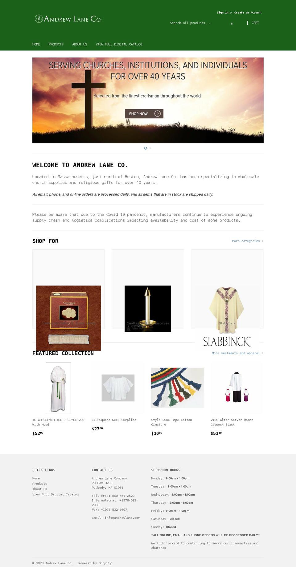 andrewlane.com shopify website screenshot