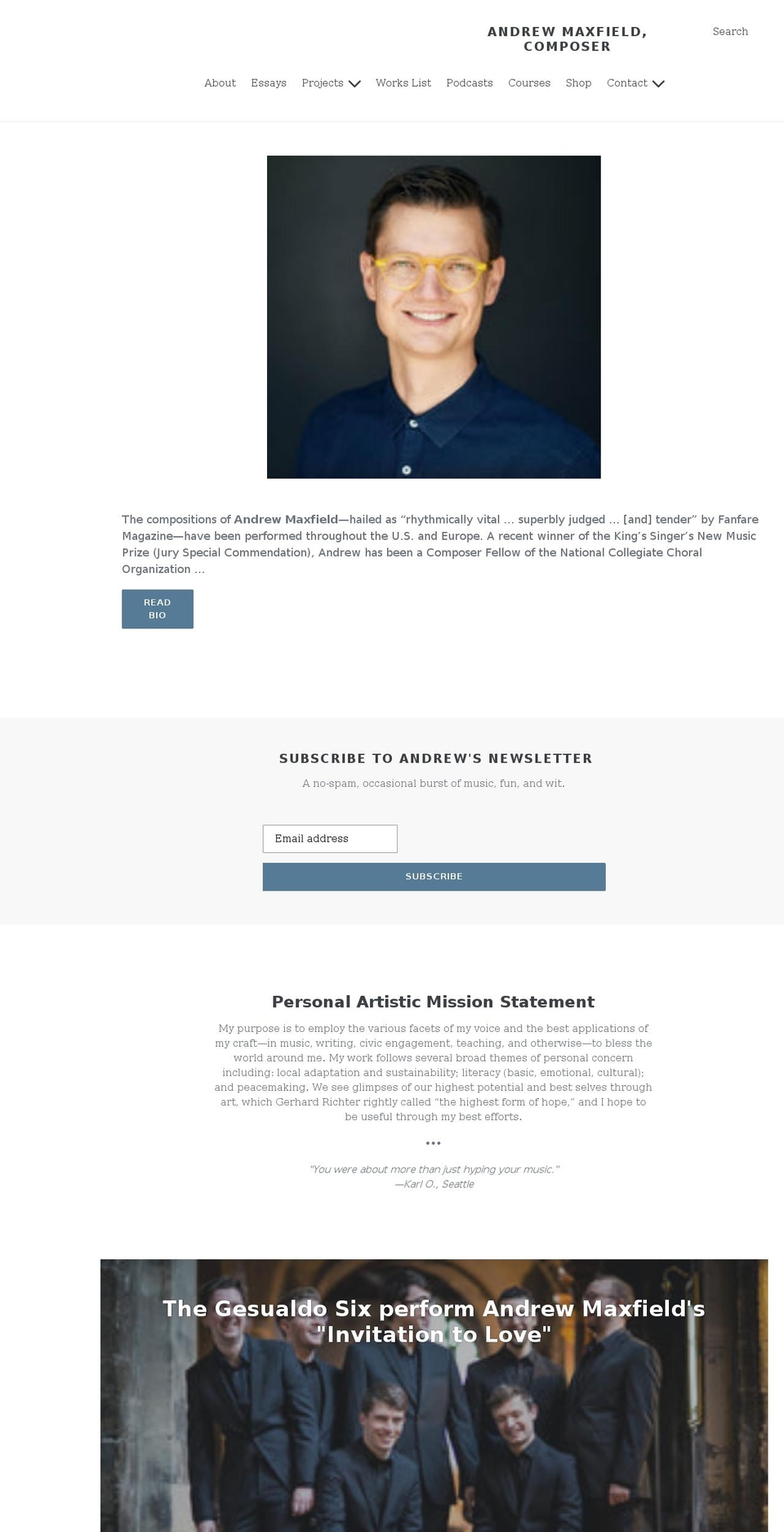 andrewmaxfield.org shopify website screenshot