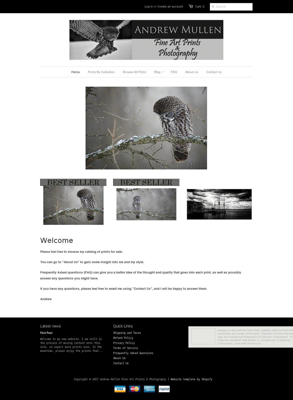 andrewmullenphoto.com shopify website screenshot