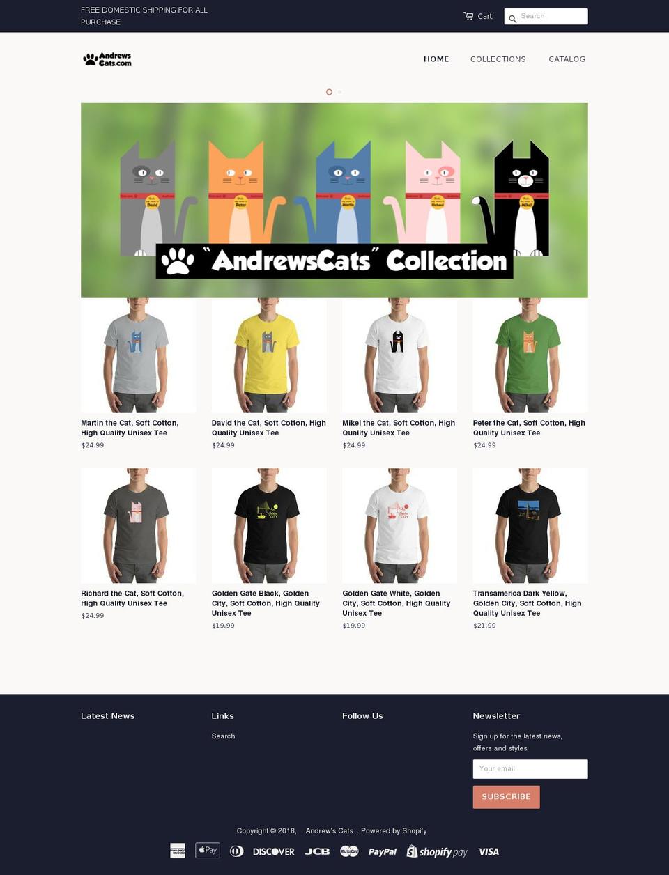 andrewscats.com — Shopify storefront screenshot