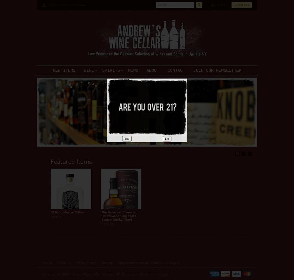 Diverse Shopify theme site example andrewswinecellar.com