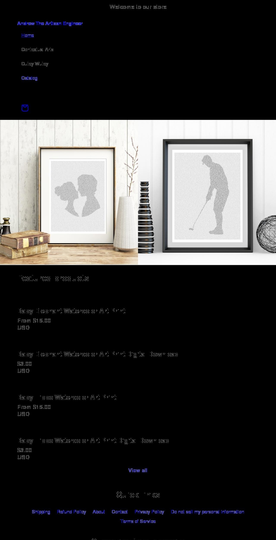 andrewtheartisanengineer.com shopify website screenshot