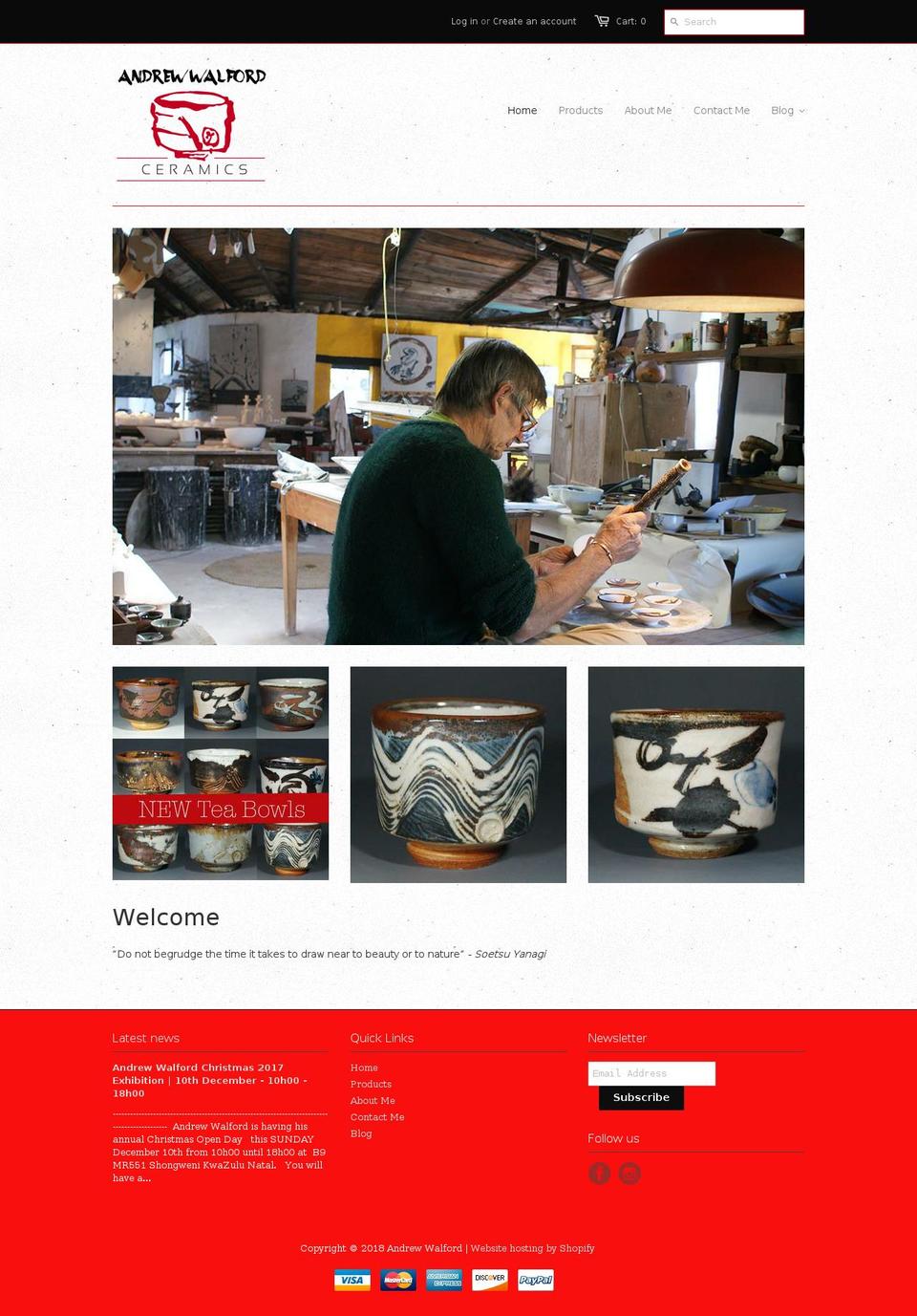 andrewwalfordpottery.com — Shopify storefront screenshot