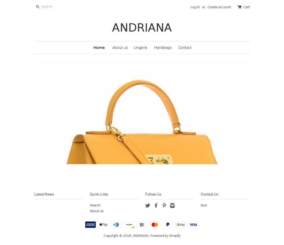andriananet.com — Shopify storefront screenshot