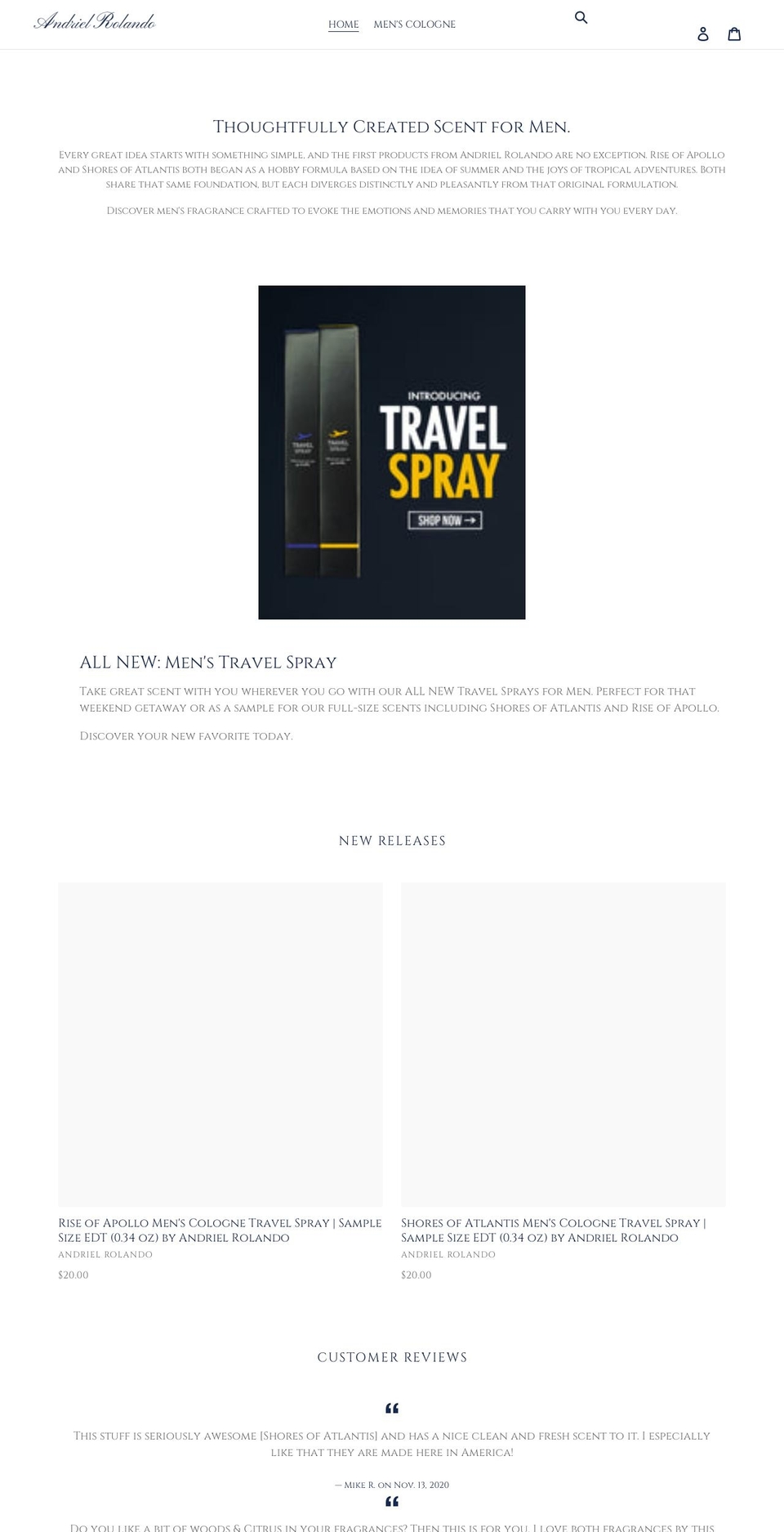andrielrolando.com shopify website screenshot