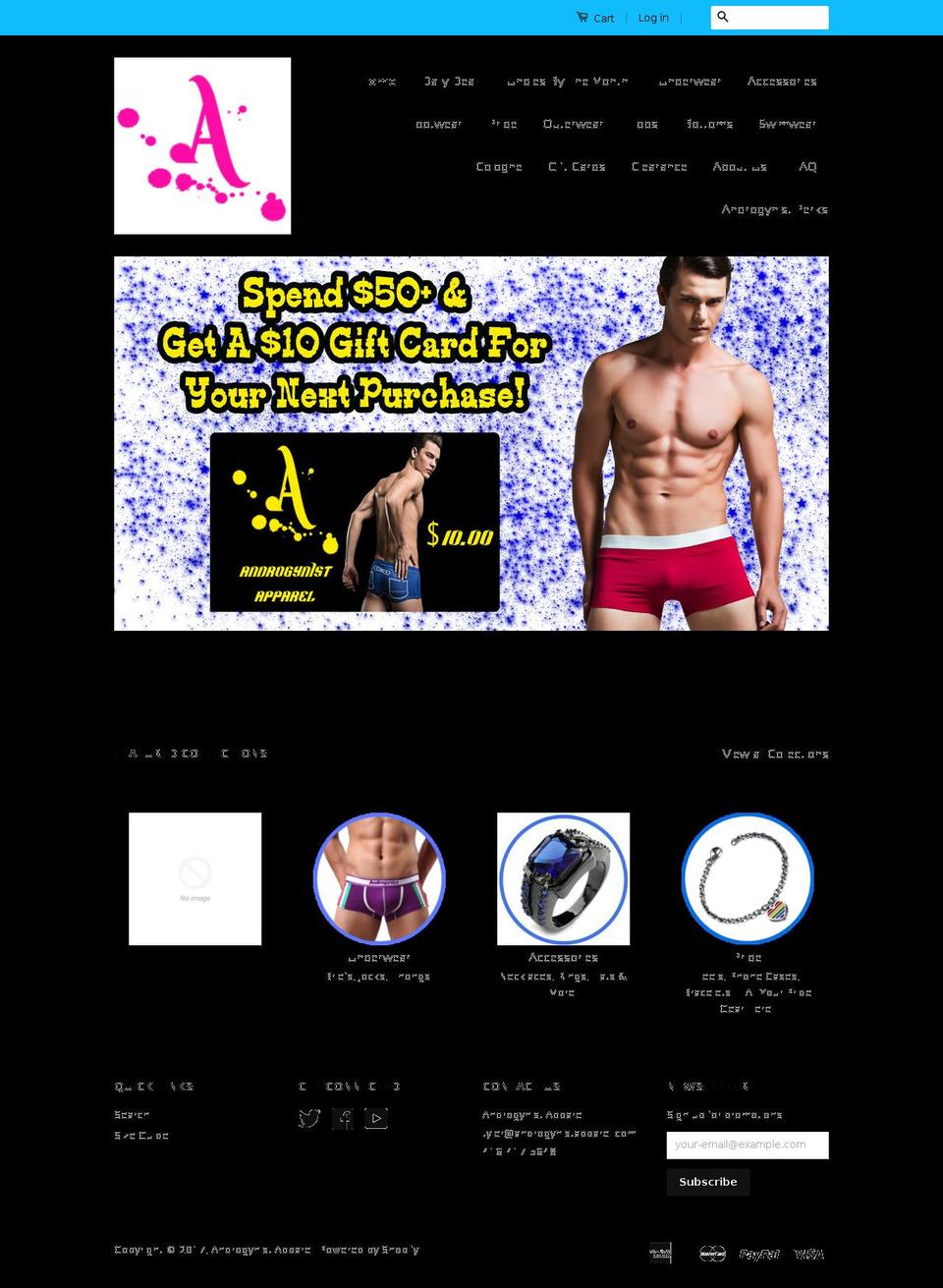 androgynistapparel.com shopify website screenshot