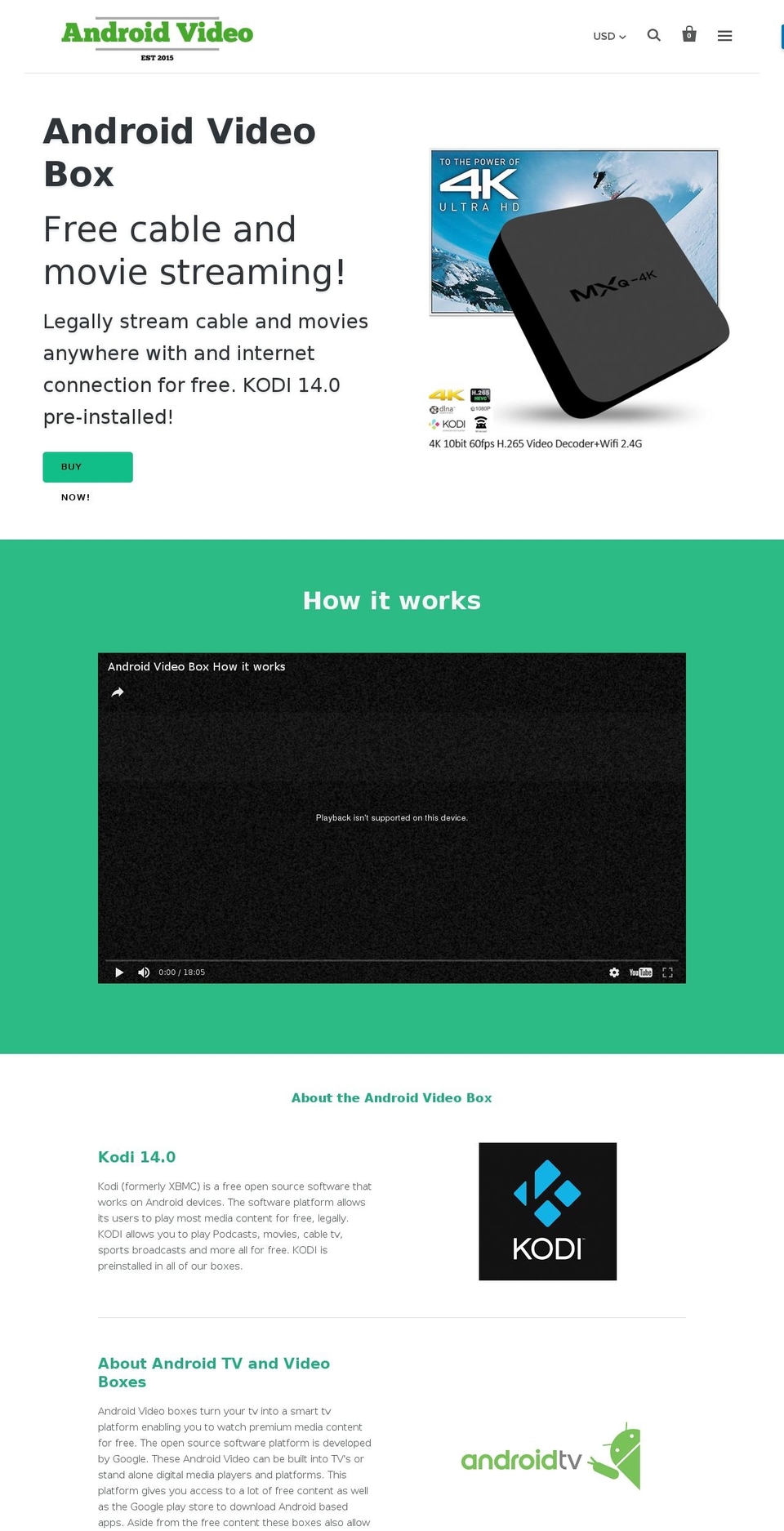 androidvideobox.com shopify website screenshot