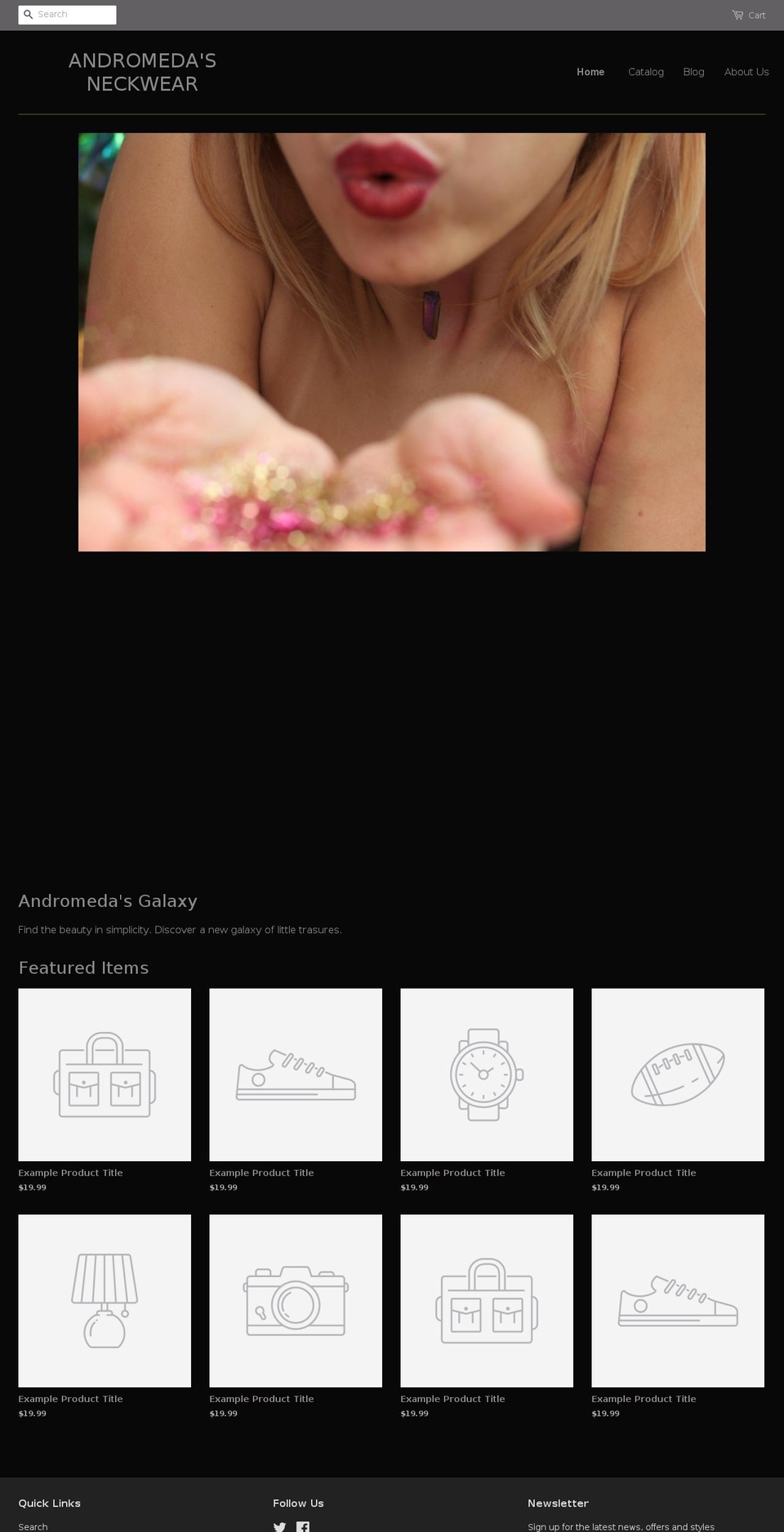 andromedasneckwear.com shopify website screenshot
