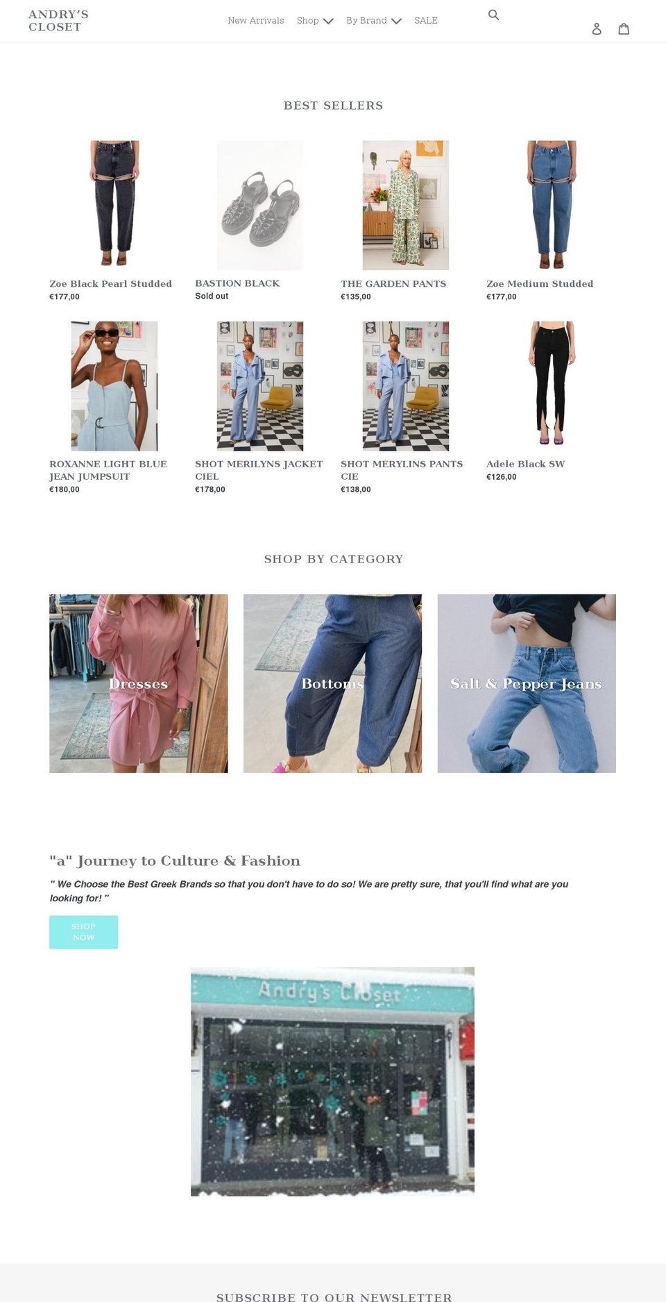 andryscloset.com shopify website screenshot