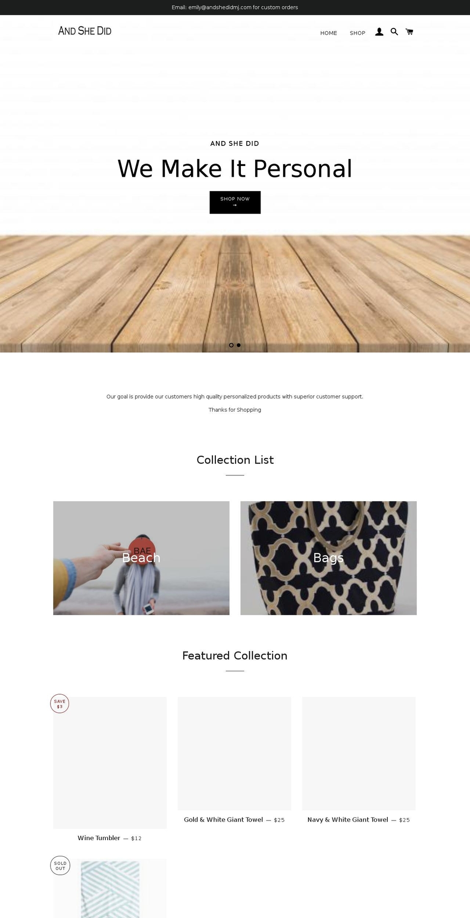 andshedidmj.com — Shopify storefront screenshot