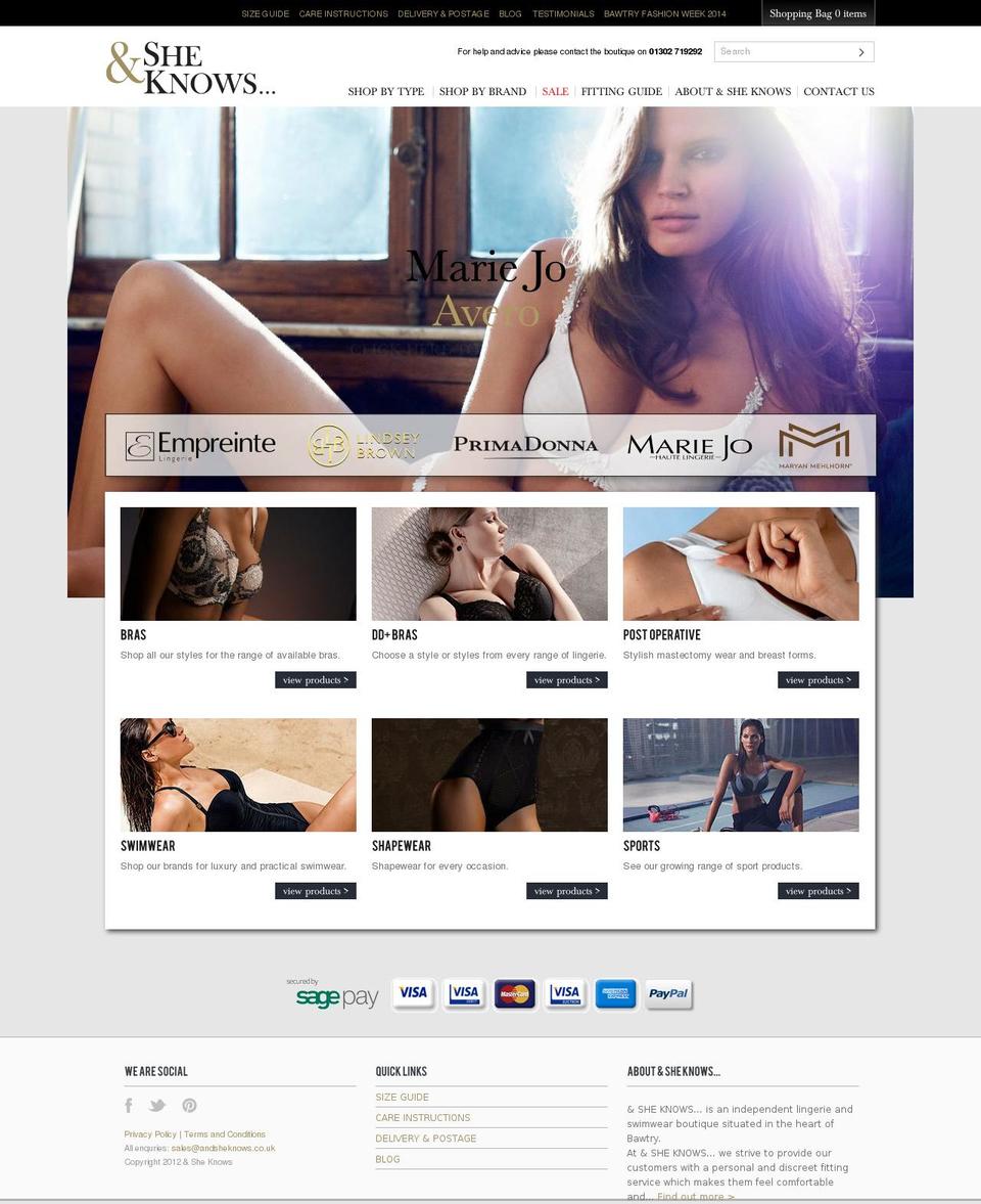 andsheknows.com — Shopify storefront screenshot