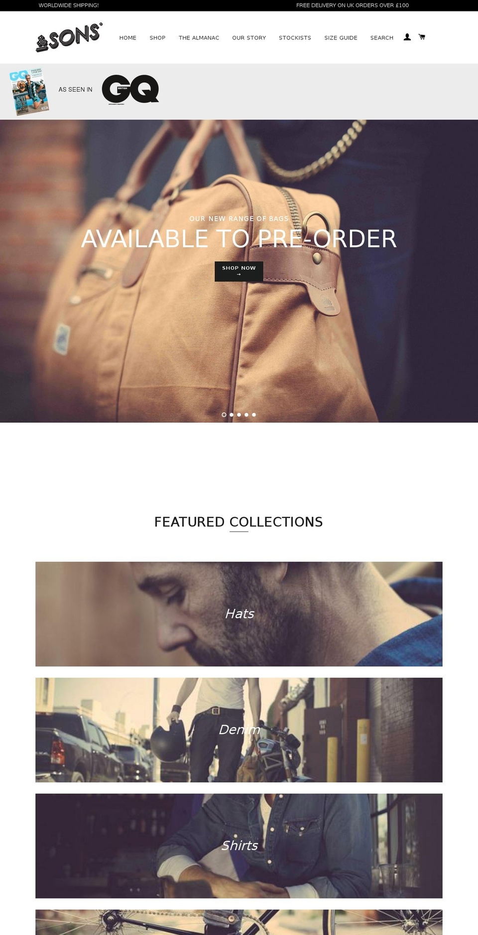 EVA Shopify theme site example andsons.co.uk