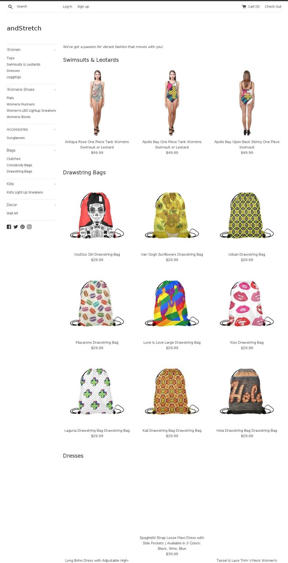 andstretch.com — Shopify storefront screenshot