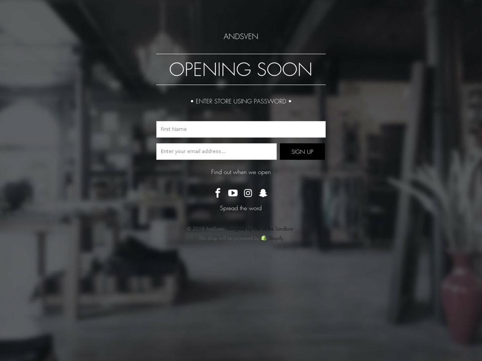 andsven.com — Shopify storefront screenshot