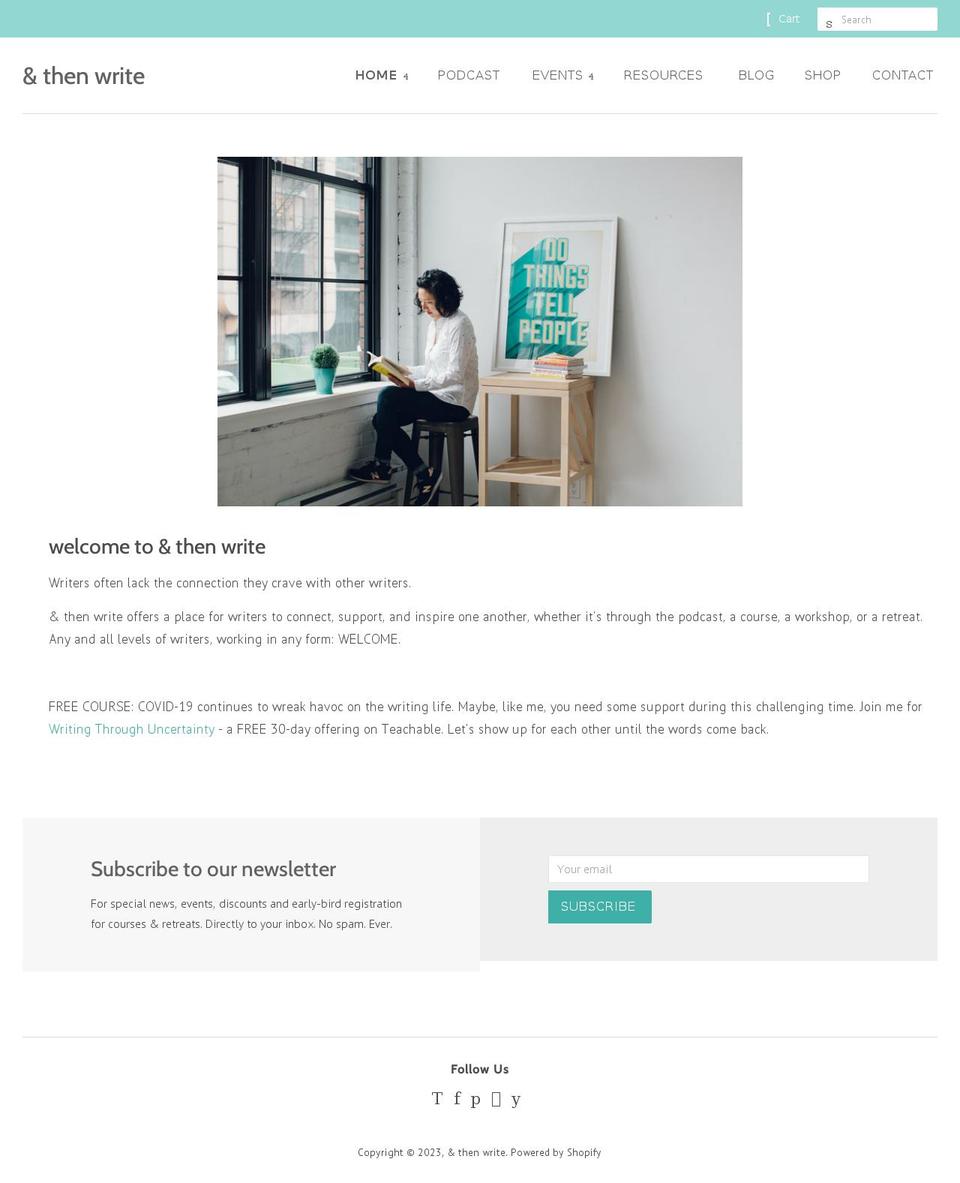 andthenwrite.com — Shopify storefront screenshot