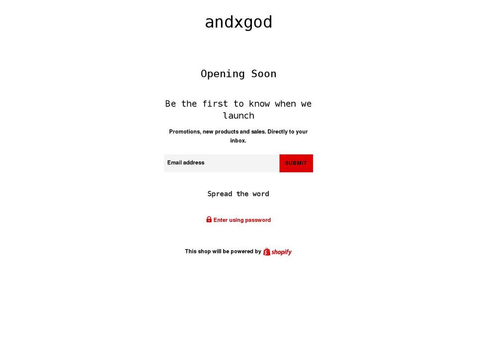 andxgod.com — Shopify storefront screenshot