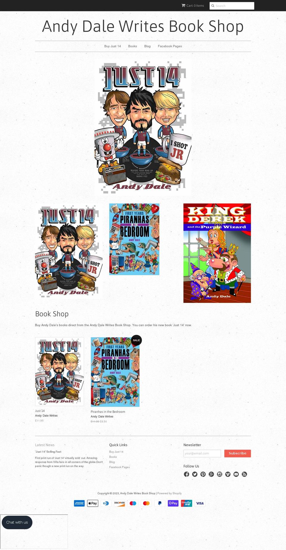 andy-dale-writes.myshopify.com shopify website screenshot