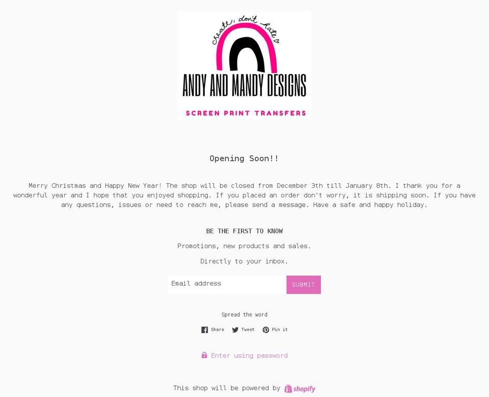 andyandmandydesignsprints.com shopify website screenshot