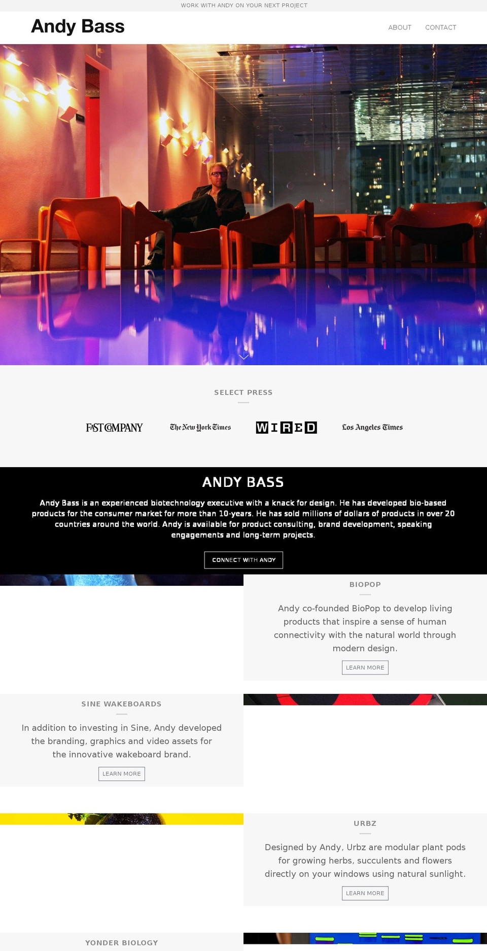 andybass.com shopify website screenshot