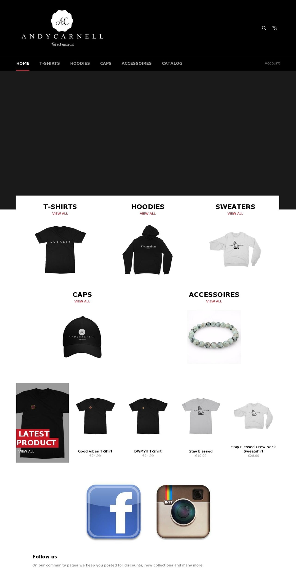 andycarnell.com — Shopify storefront screenshot