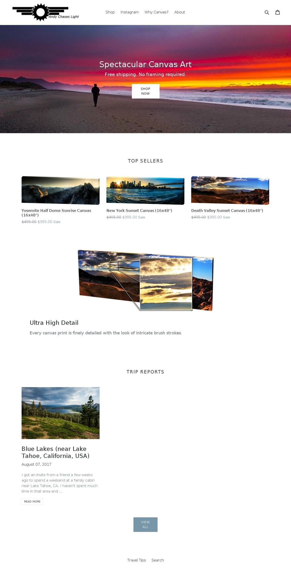 andychaseslight.com — Shopify storefront screenshot