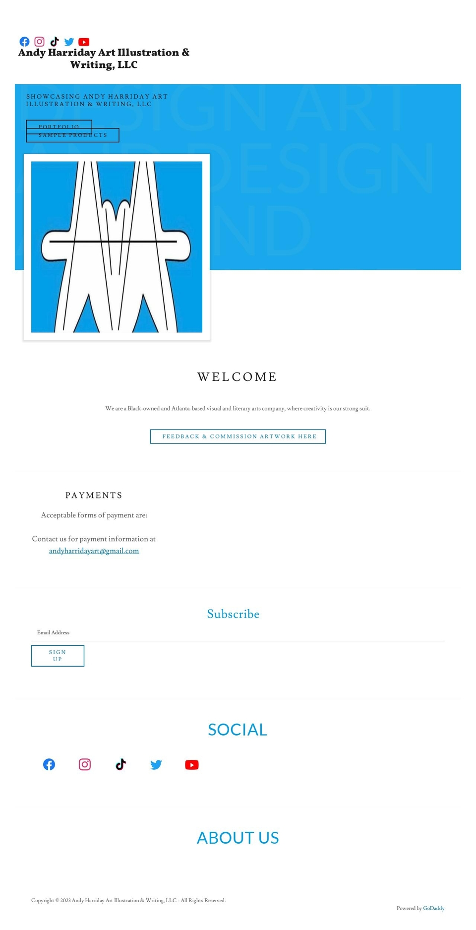 andyharridayart.com shopify website screenshot