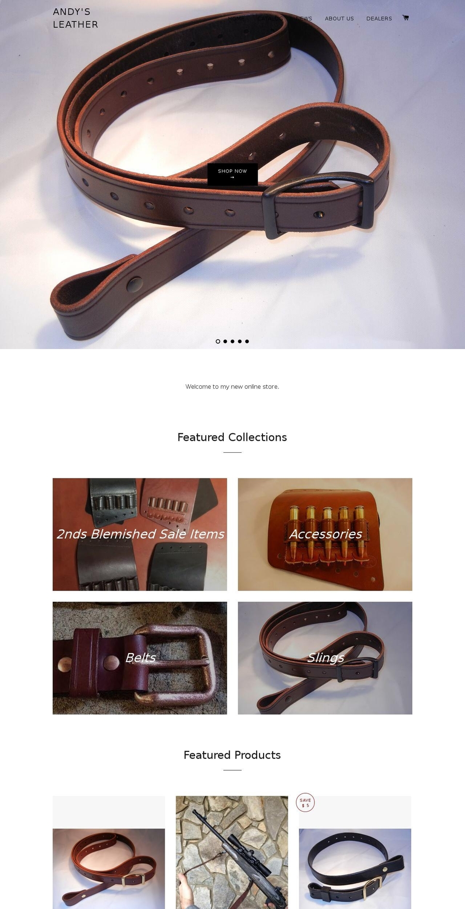 andysleather.com shopify website screenshot