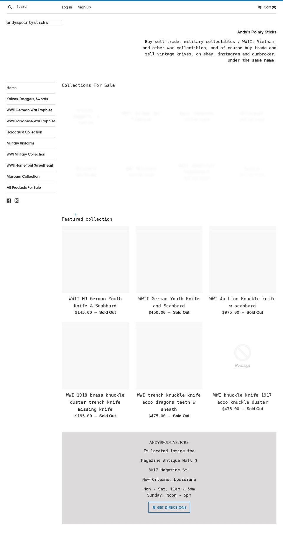 andyspointysticks.com shopify website screenshot