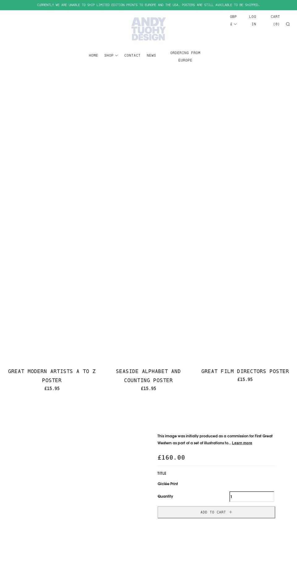 andytuohy.com shopify website screenshot