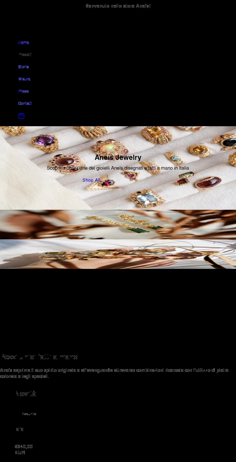 aneisjewelry.com shopify website screenshot