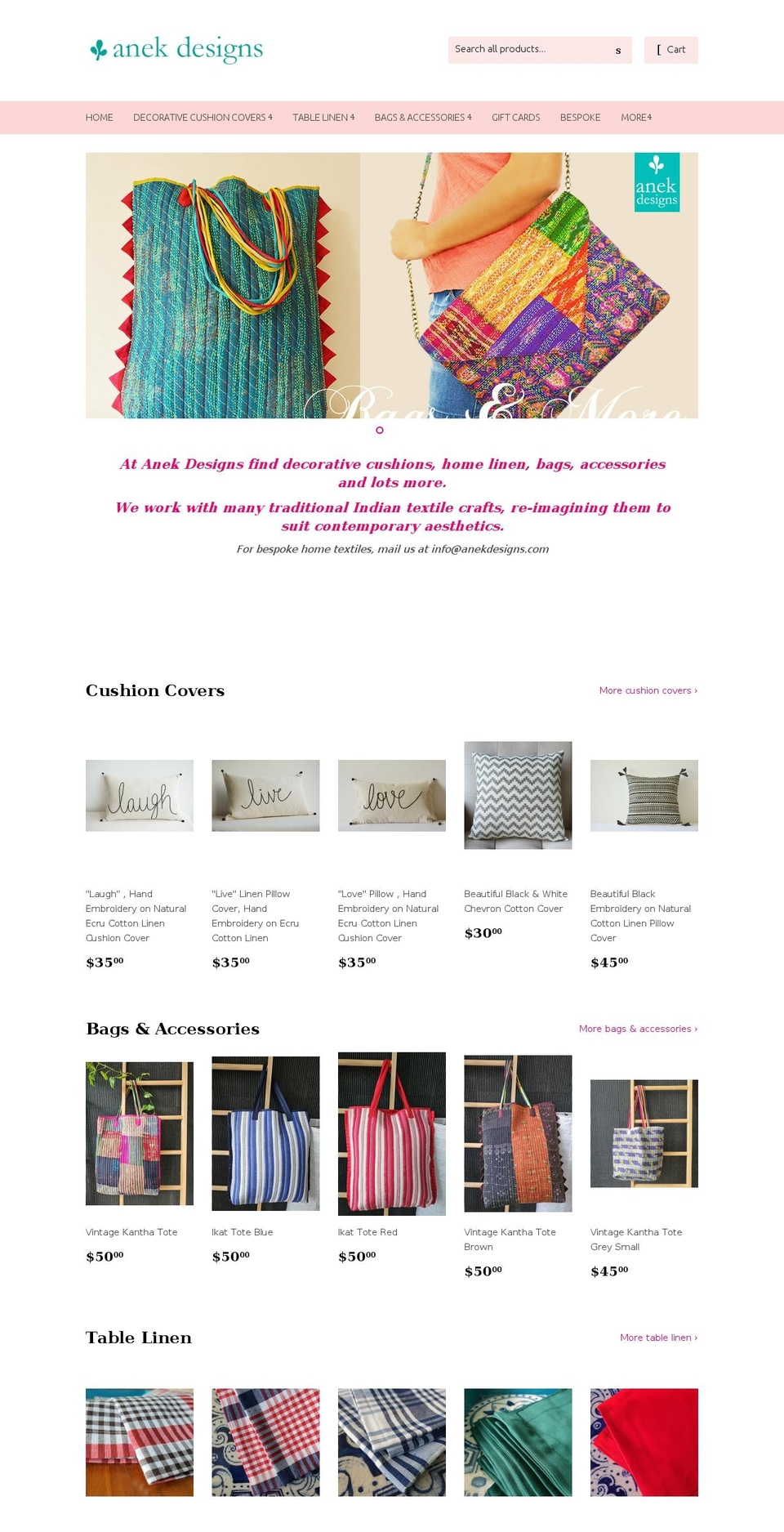 anekdesigns.com shopify website screenshot