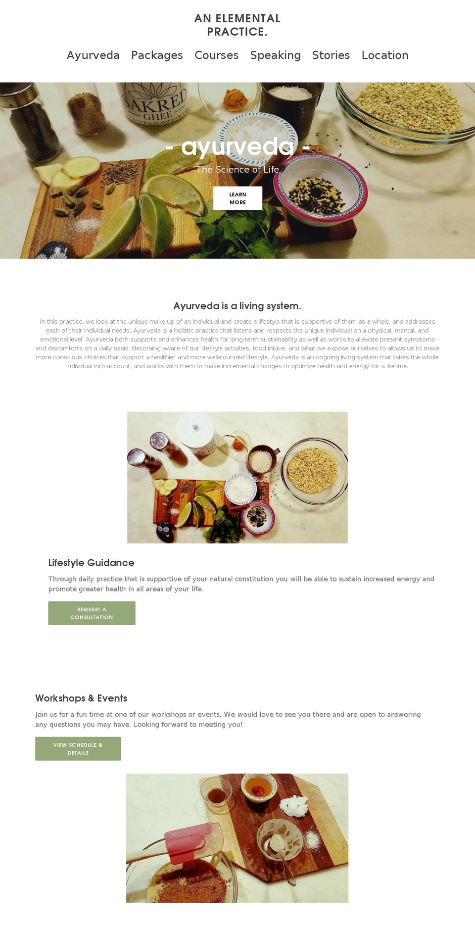 anelementalpractice.com — Shopify storefront screenshot