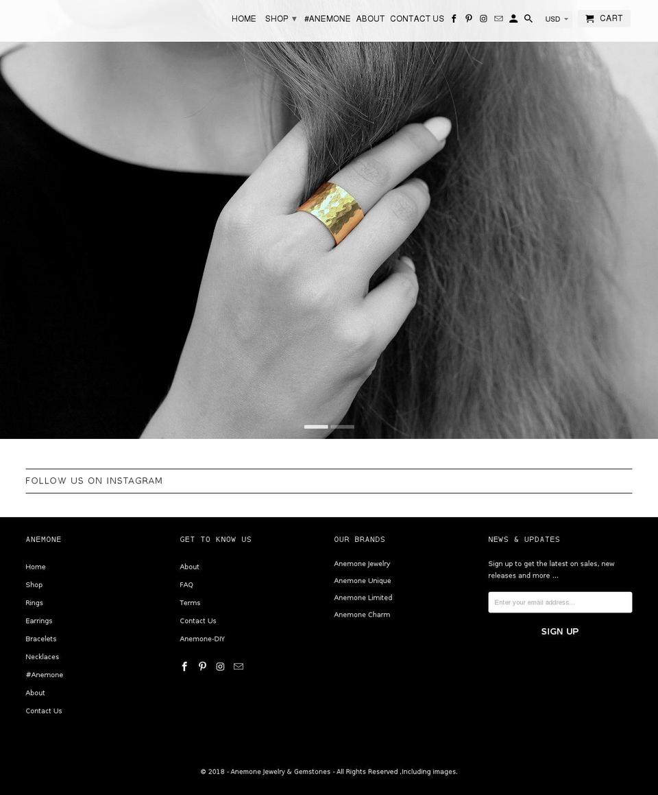 anemone-jewelry.com shopify website screenshot