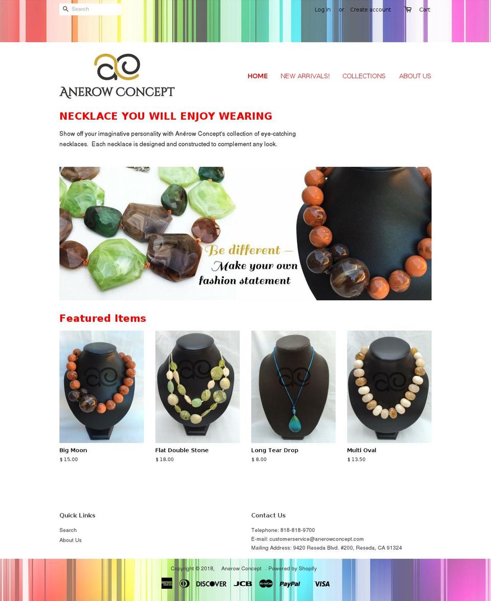 anerowconcept.com — Shopify storefront screenshot