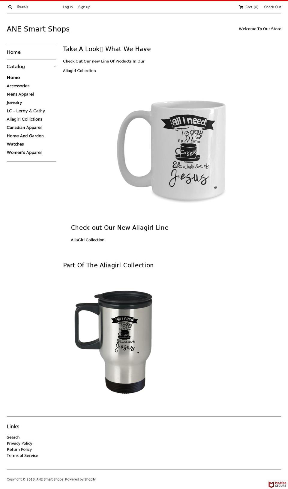 anesmartshops.com — Shopify storefront screenshot