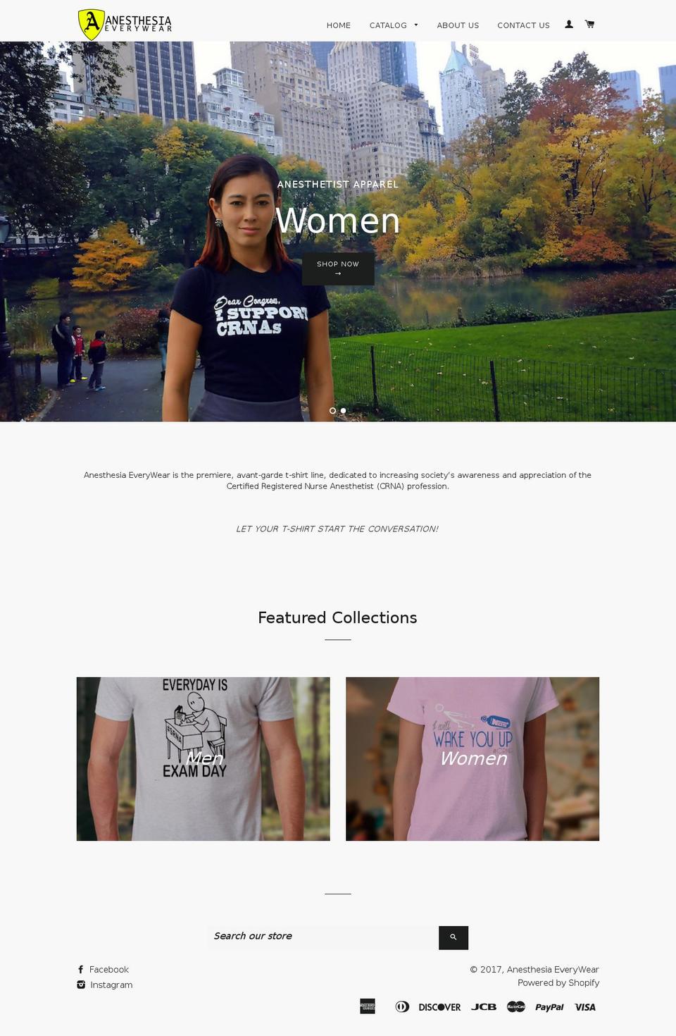 anesthesiaeverywear.com shopify website screenshot