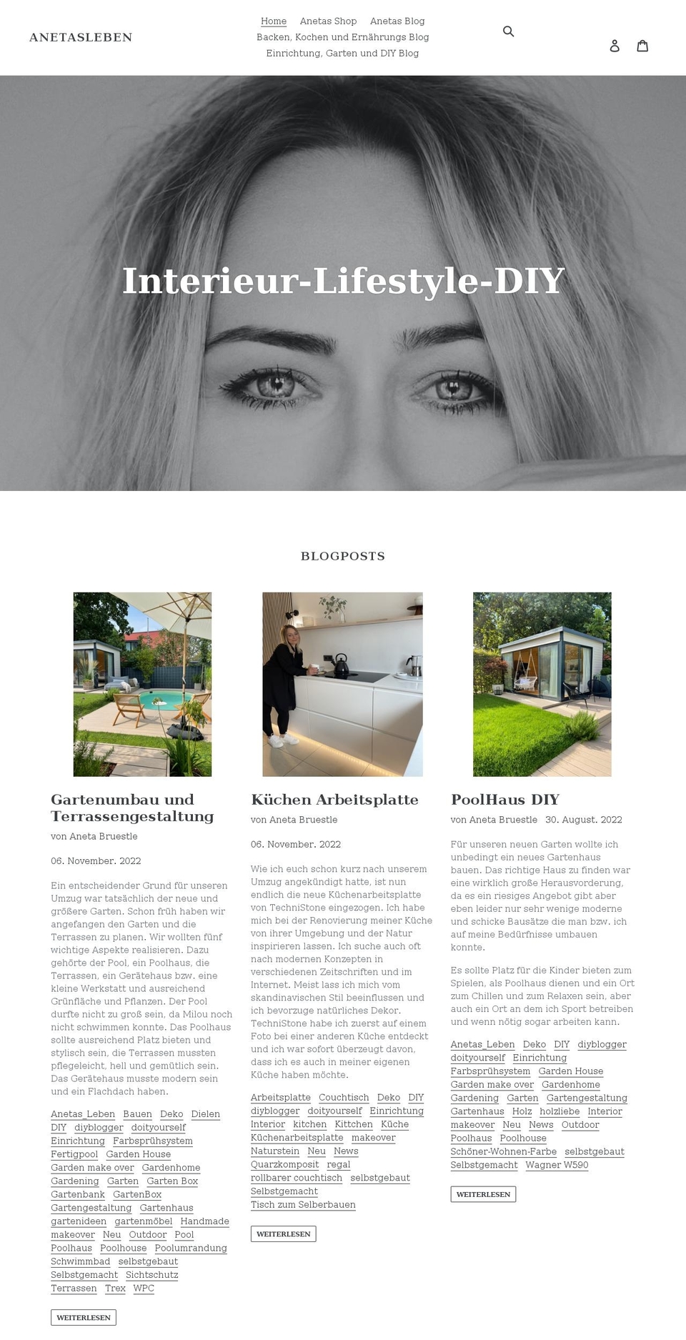anetasleben.com shopify website screenshot