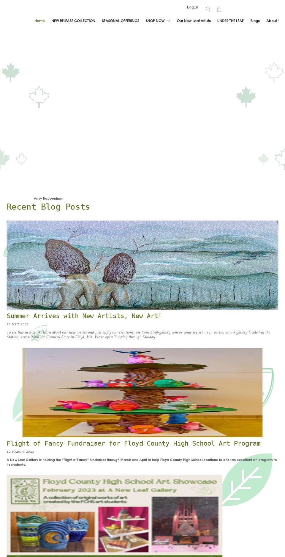 anewleaf-gallery.com shopify website screenshot