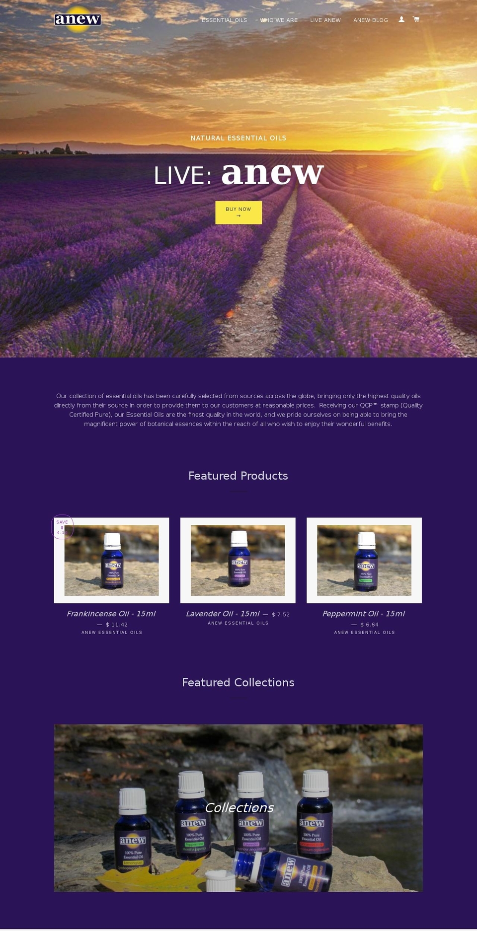 anewoils.com shopify website screenshot