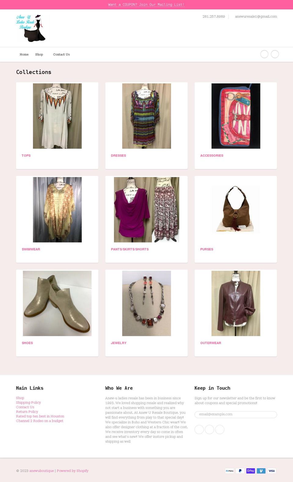 anewuboutique.net shopify website screenshot