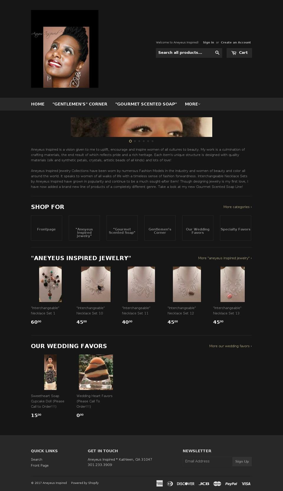 aneyeusinspired.com shopify website screenshot