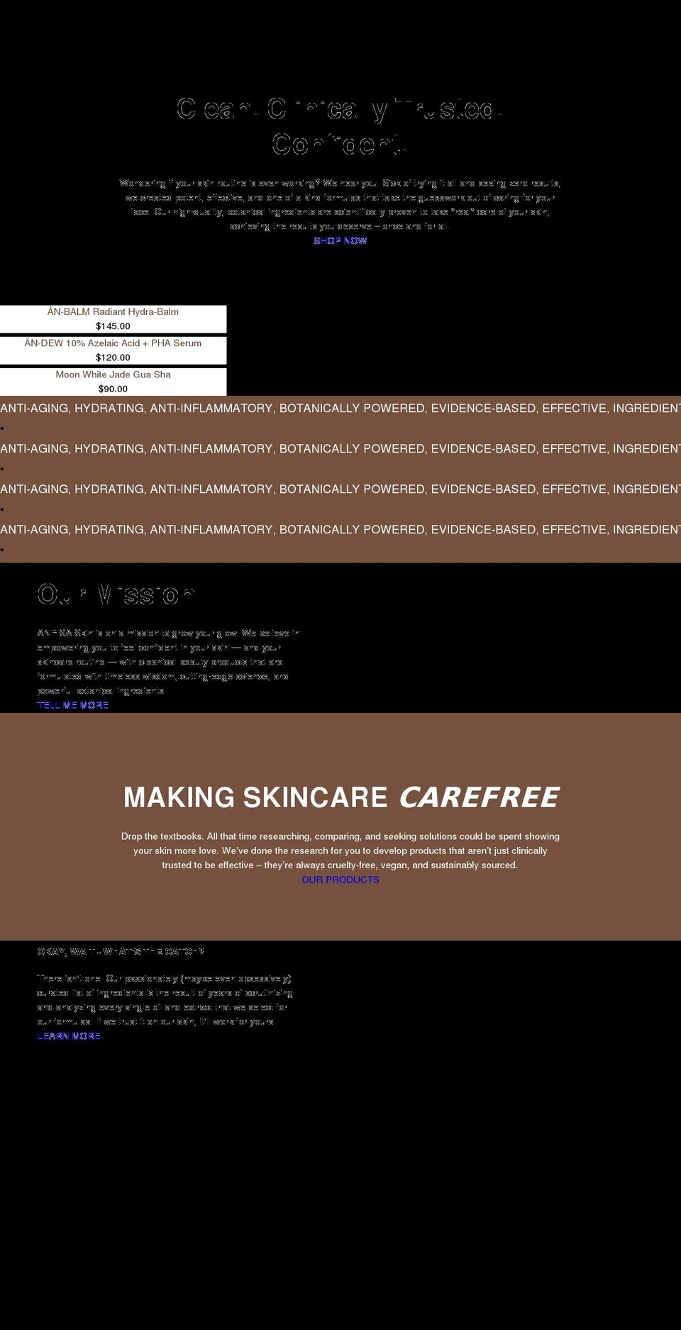 anfisaskin.com shopify website screenshot