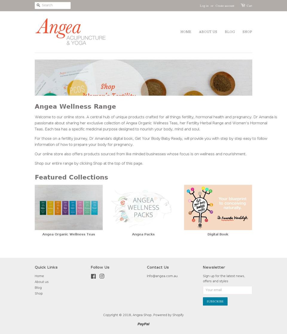 angeashop.com — Shopify storefront screenshot