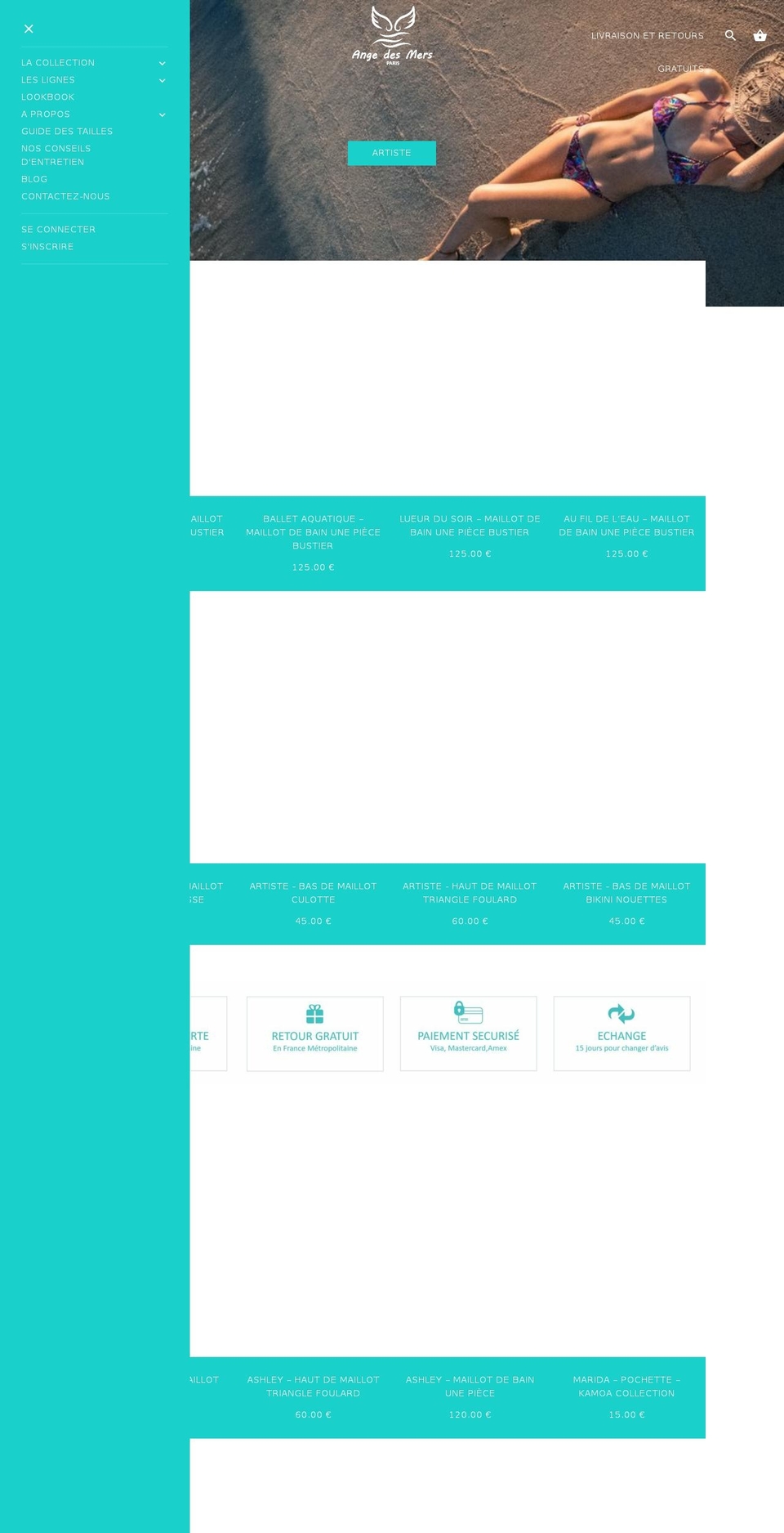 angedesmers.com — Shopify storefront screenshot