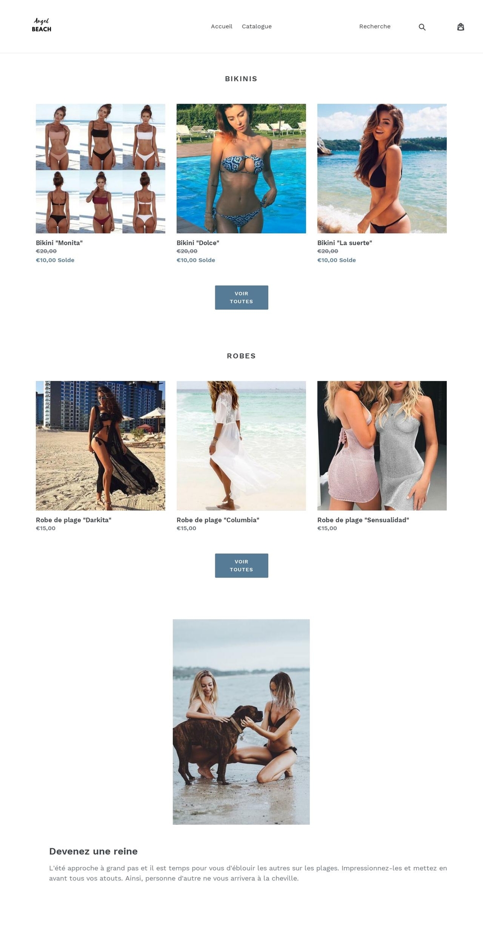 angel-beach.com — Shopify storefront screenshot