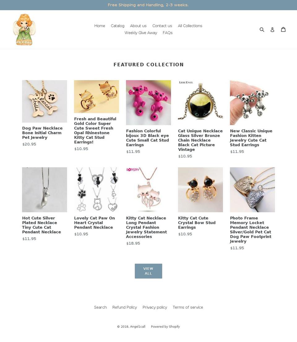 angel1call.com shopify website screenshot