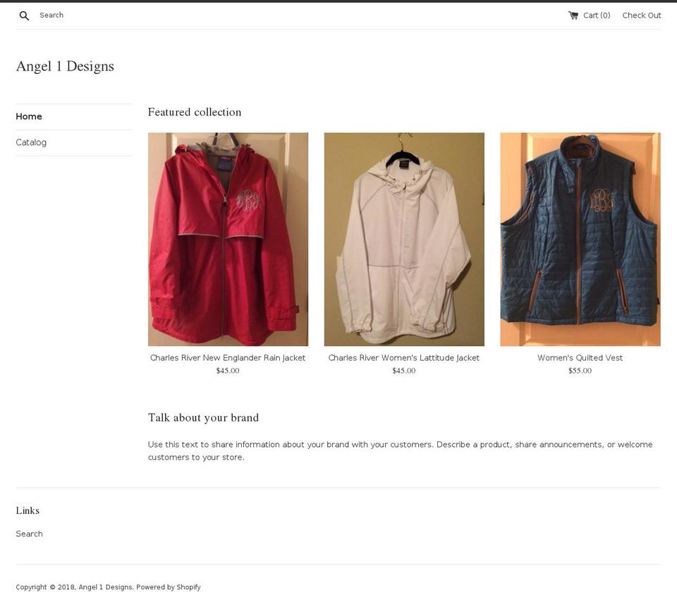 angel1designs.com — Shopify storefront screenshot