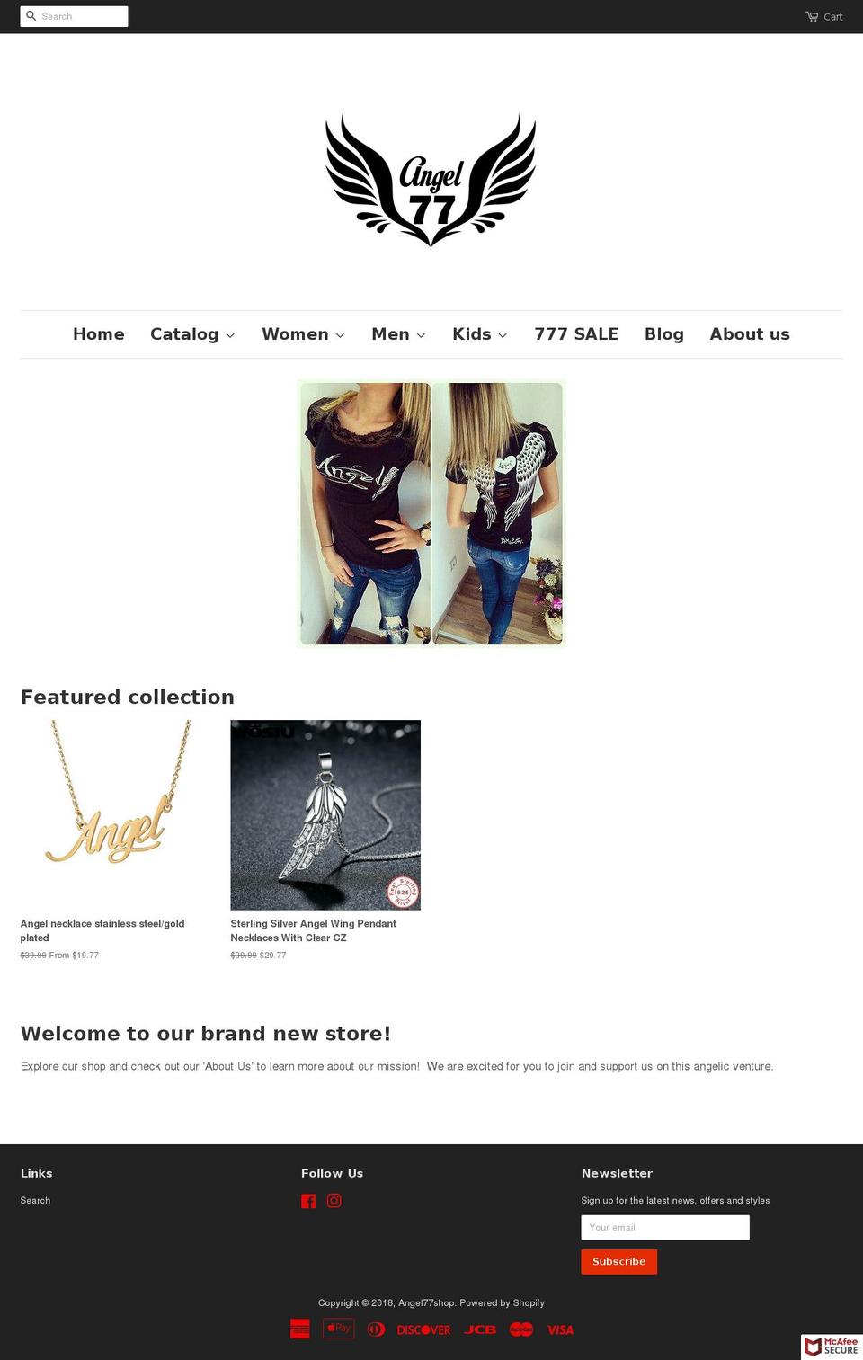 angel77shop.com — Shopify storefront screenshot