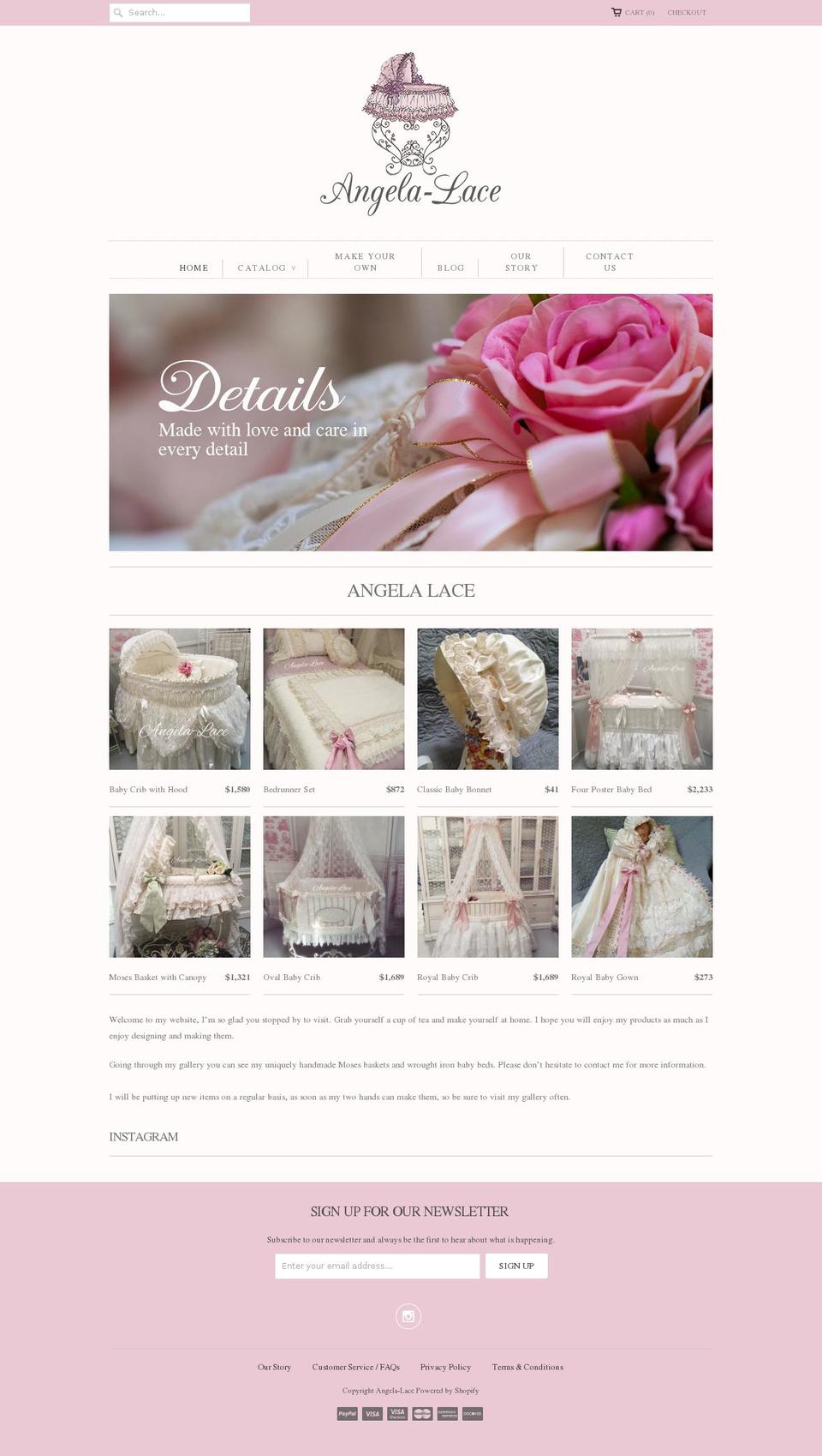 angela-lace.com shopify website screenshot